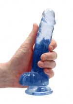 Realrock – Crystal Clear – Realistisk Dildo med Pung – Blå - 17 cm