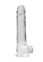 Realrock – Crystal Clear – Realistisk Dildo med Pung – Transparent - 23 cm