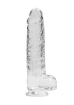 Realrock – Crystal Clear – Realistisk Dildo med Pung – Transparent - 23 cm