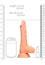 Realrock - Dildo med pung - 8inch/21,8 cm - Lys hudfarge - Bilde 3