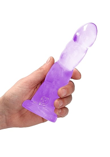 Realrock – Crystal Clear – Enkel dildo med sugekopp – Lilla - 17 cm