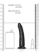 RealRock - Slim Realistic Dildo med sugekopp - 6" / 15,5 cm - Sort