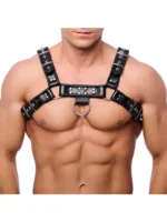 Red Leather - Harness i lær - Sort L/XL