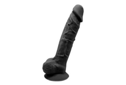 Silexd - Silikon Dildo med Pung - Model 1 - 7" - Sort
