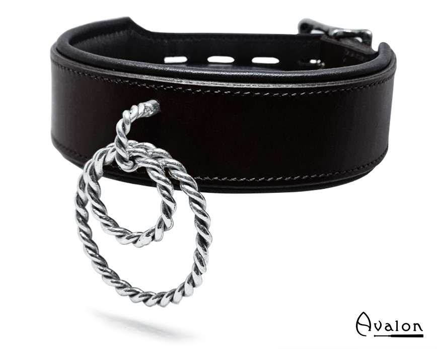 ava0341-bdsm_avalon-collar-sort-laer-soelv-ringer-halsbaand-laas-01 avalon nieve collar
