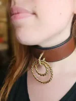 Avalon - Viking - Nieve - Collar med to ringer - Brun og gull - Bilde 2