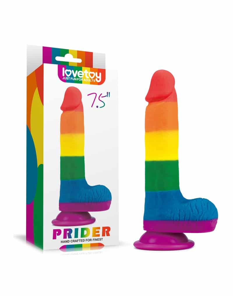 Love Toy - Prider - Pride Dildo med Pung og Sugekopp Love Toy - Prider - Pride Dildo med Pung og Sugekopp