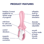 Satisfyer - Pump Booty 5+ Connect App - Oppblåsbar Analvibrator Rosa