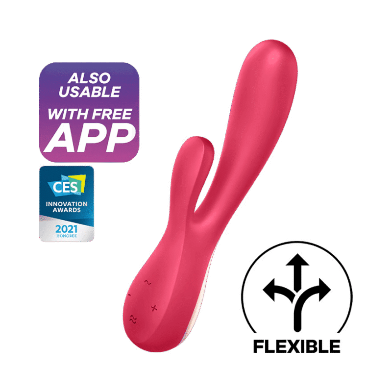 Satisfyer Mono Flex - Rabbitvibrator med app - Red berry