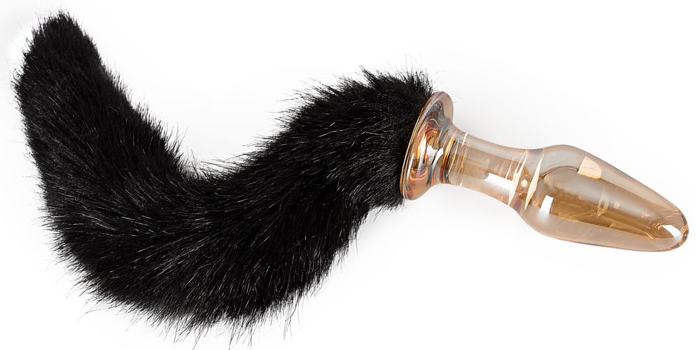 Buttplug i Glass Med Sort Hale Buttplug i Glass Med Sort Hale