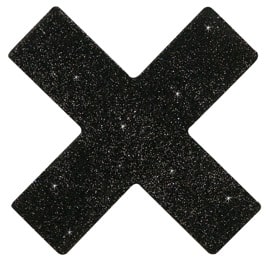 Titty Sticker - Sort Kryss med Glitter