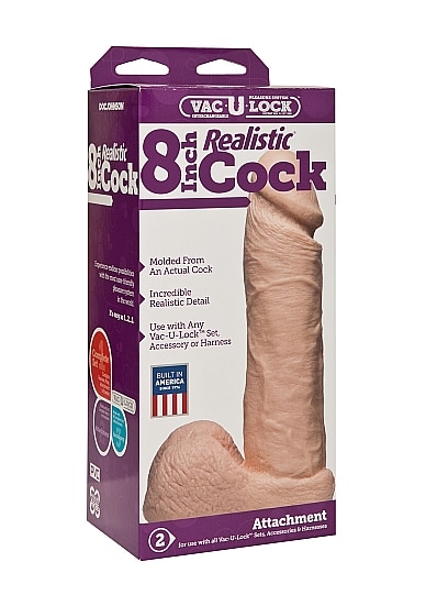 Doc Johnson - Vac-U-Lock - 8" Realistisk Dildo, Lys