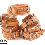Avalon - LUST - Collar og Cuffs, 5 deler, Brunt og Hvitt