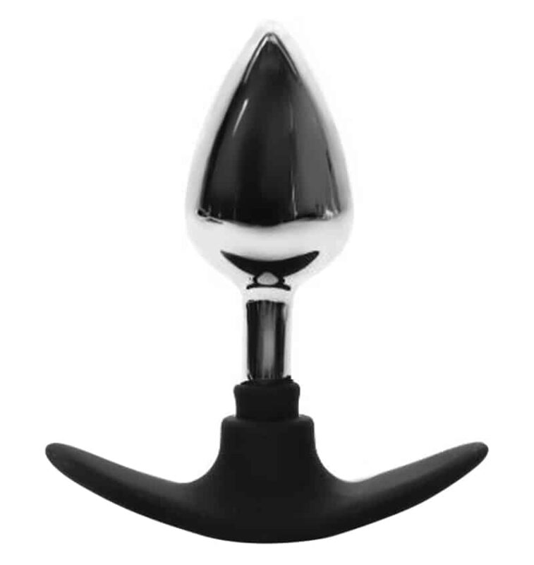 BQS - Metall Buttplug med Avlang Silikonstopper - Medium