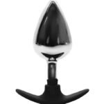 BQS - Metall Buttplug med Avlang Silikonstopper - Large