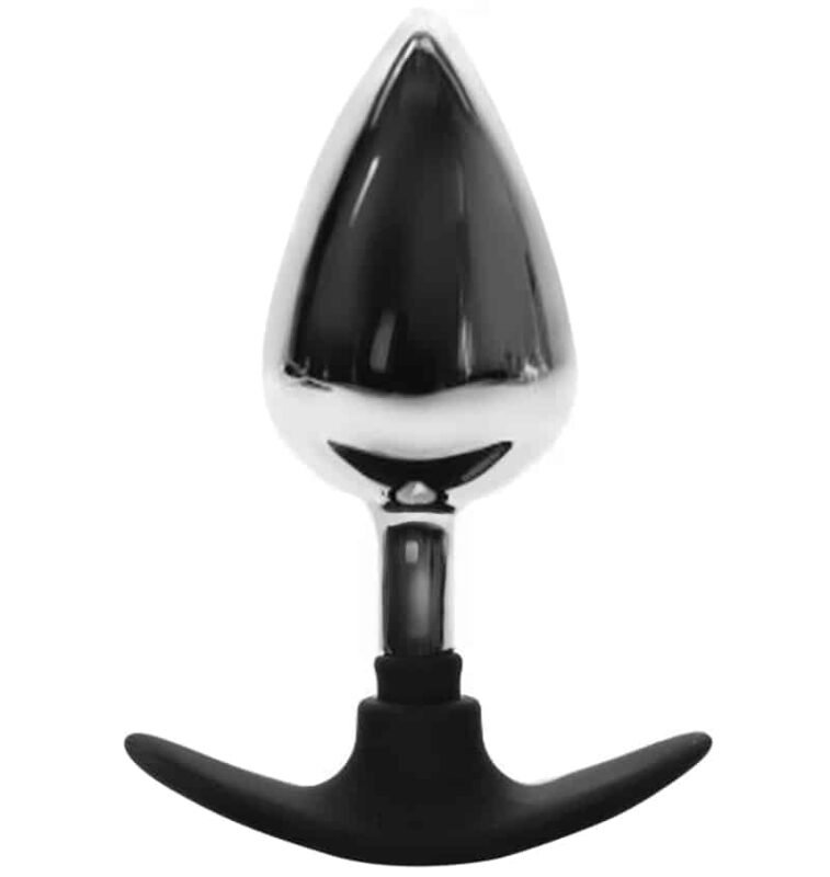 BQS - Metall Buttplug med Avlang Silikonstopper - Large