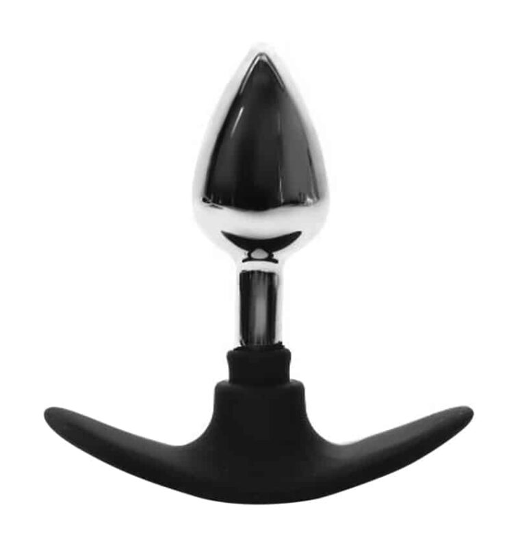 BQS - Metall Buttplug med Avlang Silikonstopper - Small