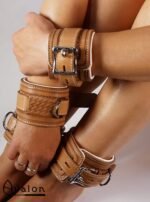 Avalon - LUST - Collar og Cuffs, 5 deler, Brunt og Hvitt