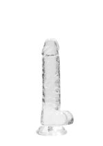 Realrock – Crystal Clear – Realistisk Dildo med Pung – Transparent - 17 cm
