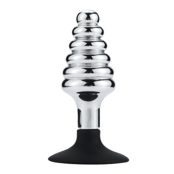 Buttplug i Metall med Riller og Sugekopp