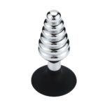 Buttplug i Metall med Riller og Sugekopp