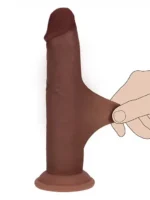 Realrock - Dual density sliding skin - Dildo i silikon - 8"/21cm - Brun - Bilde 7