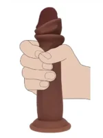 Realrock - Dual density sliding skin - Dildo i silikon - 8"/21cm - Brun - Bilde 6