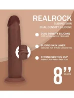 Realrock - Dual density sliding skin - Dildo i silikon - 8"/21cm - Brun - Bilde 5