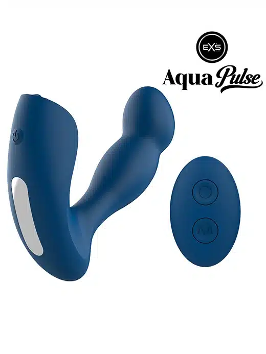 AQPU1TRTN-exs-aqua-pulse-triton-prostatastimulator-01 EXS - AquaPulse Triton Pro – Prostatavibrator med fjernkontroll – Blå - Bilde 1