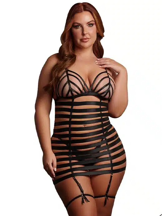 DES082BLKOSX-strappy-dress-stroppe-kjole-strap-le-desir-07 Le Désir – Kjole med stropper og utskjæringer – Queen Size - Bilde 1